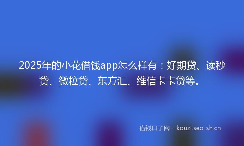 2025年的小花借钱app怎么样有：好期贷、读秒贷、微粒贷、东方汇、维信卡卡贷等。