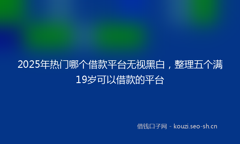 2025年热门哪个借款平台无视黑白，整理五个满19岁可以借款的平台