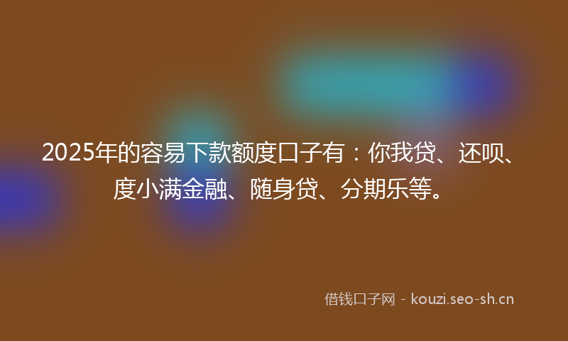 2025年的容易下款额度口子有：你我贷、还呗、度小满金融、随身贷、分期乐等。
