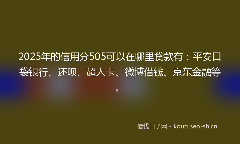 2025年的信用分505可以在哪里贷款有：平安口袋银行、还呗、超人卡、微博借钱、京东金融等。