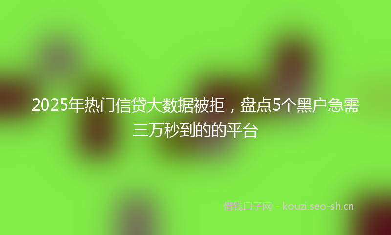 2025年热门信贷大数据被拒，盘点5个黑户急需三万秒到的的平台