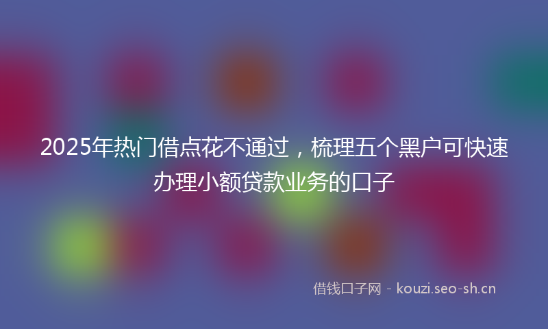 2025年热门借点花不通过，梳理五个黑户可快速办理小额贷款业务的口子