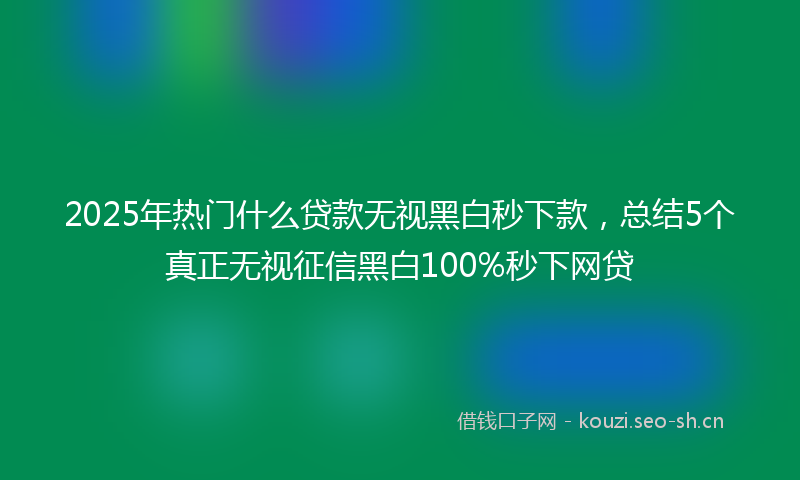 2025年热门什么贷款无视黑白秒下款，总结5个真正无视征信黑白100%秒下网贷