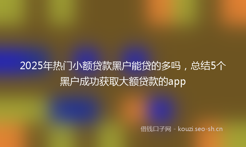 2025年热门小额贷款黑户能贷的多吗，总结5个黑户成功获取大额贷款的app