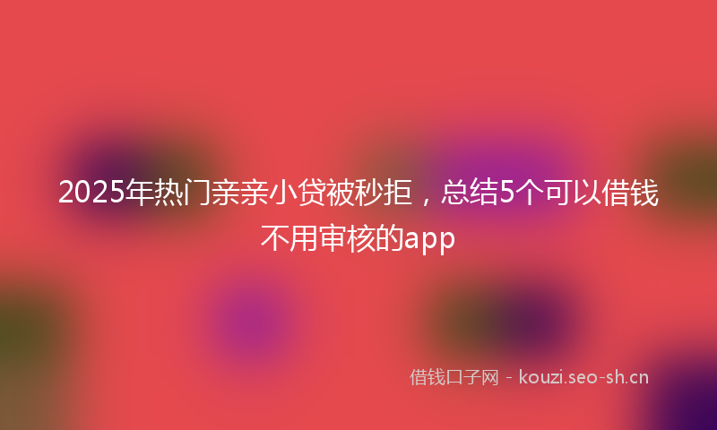 2025年热门亲亲小贷被秒拒，总结5个可以借钱不用审核的app