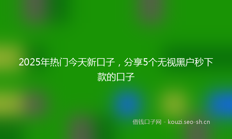 2025年热门今天新口子，分享5个无视黑户秒下款的口子
