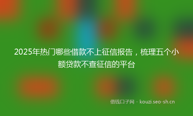 2025年热门哪些借款不上征信报告，梳理五个小额贷款不查征信的平台