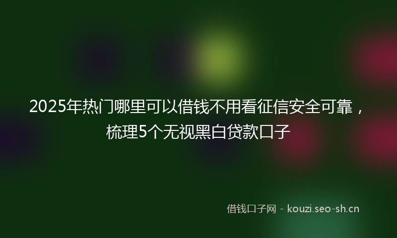 2025年热门哪里可以借钱不用看征信安全可靠，梳理5个无视黑白贷款口子
