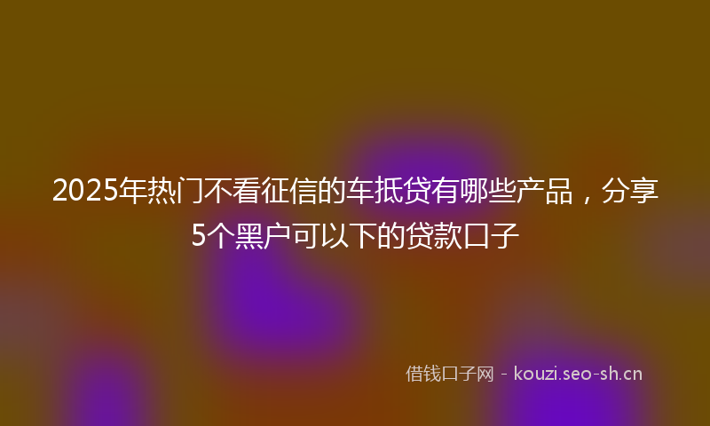 2025年热门不看征信的车抵贷有哪些产品，分享5个黑户可以下的贷款口子