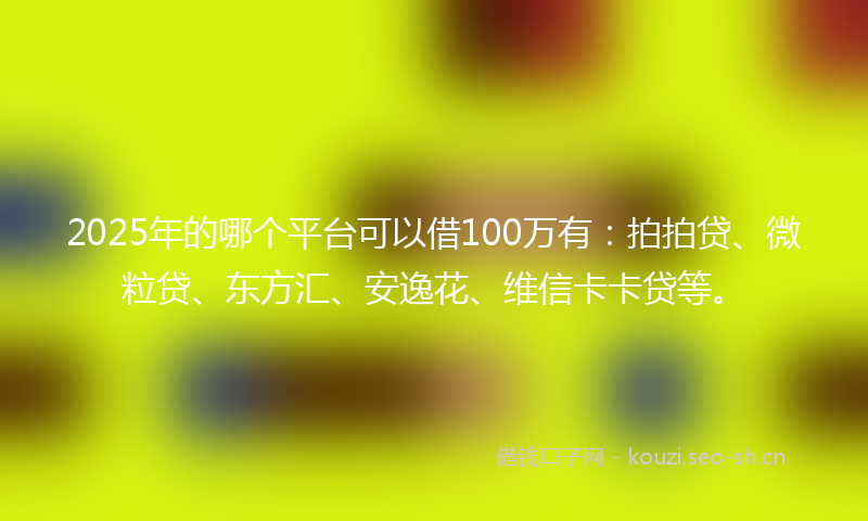 2025年的哪个平台可以借100万有：拍拍贷、微粒贷、东方汇、安逸花、维信卡卡贷等。