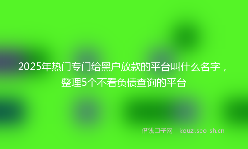 2025年热门专门给黑户放款的平台叫什么名字，整理5个不看负债查询的平台