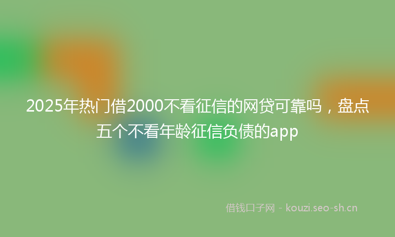 2025年热门借2000不看征信的网贷可靠吗，盘点五个不看年龄征信负债的app