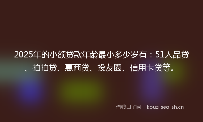 2025年的小额贷款年龄最小多少岁有：51人品贷、拍拍贷、惠商贷、投友圈、信用卡贷等。