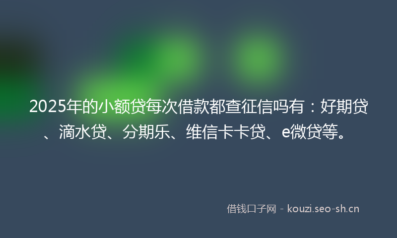2025年的小额贷每次借款都查征信吗有：好期贷、滴水贷、分期乐、维信卡卡贷、e微贷等。