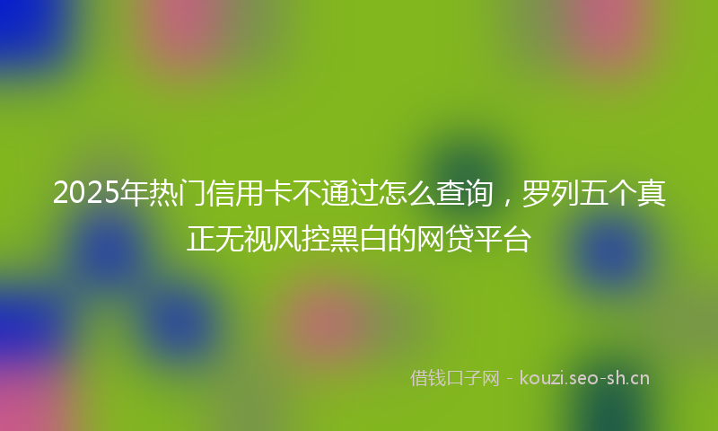 2025年热门信用卡不通过怎么查询，罗列五个真正无视风控黑白的网贷平台