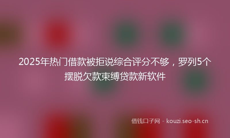 2025年热门借款被拒说综合评分不够，罗列5个摆脱欠款束缚贷款新软件