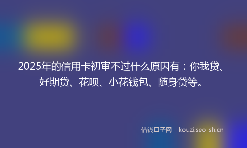 2025年的信用卡初审不过什么原因有:你我贷、好期贷、花呗、小花钱包、随身贷等。