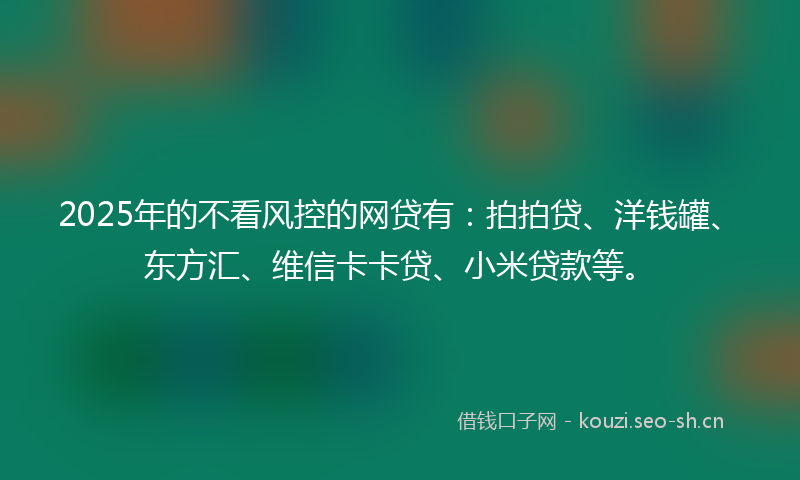 2025年的不看风控的网贷有：拍拍贷、洋钱罐、东方汇、维信卡卡贷、小米贷款等。