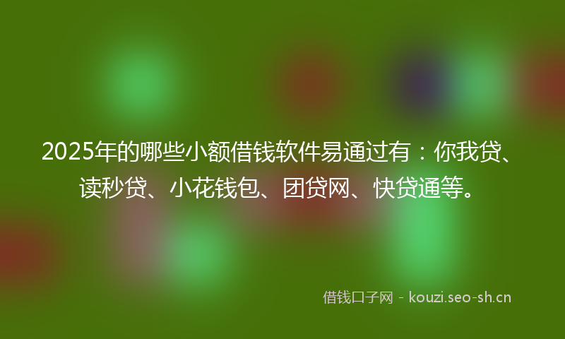 2025年的哪些小额借钱软件易通过有：你我贷、读秒贷、小花钱包、团贷网、快贷通等。