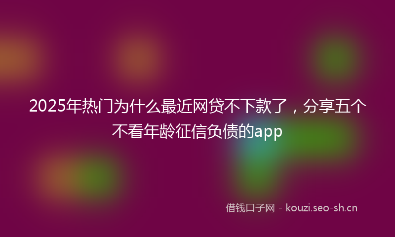 2025年热门为什么最近网贷不下款了，分享五个不看年龄征信负债的app