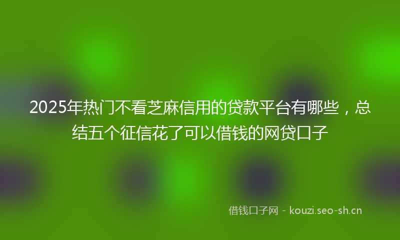 2025年热门不看芝麻信用的贷款平台有哪些，总结五个征信花了可以借钱的网贷口子