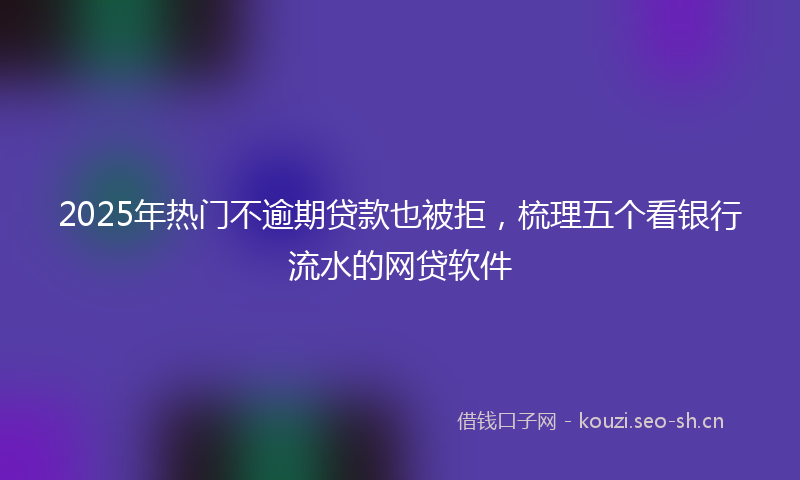 2025年热门不逾期贷款也被拒，梳理五个看银行流水的网贷软件