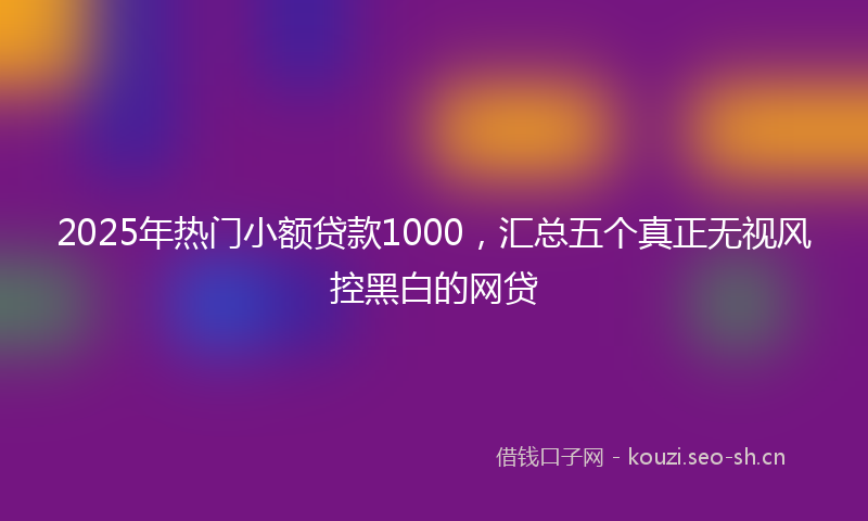 2025年热门小额贷款1000，汇总五个真正无视风控黑白的网贷