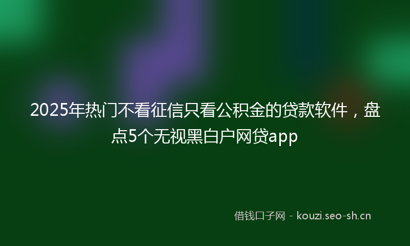 2025年热门不看征信只看公积金的贷款软件，盘点5个无视黑白户网贷app