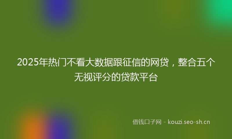 2025年热门不看大数据跟征信的网贷，整合五个无视评分的贷款平台