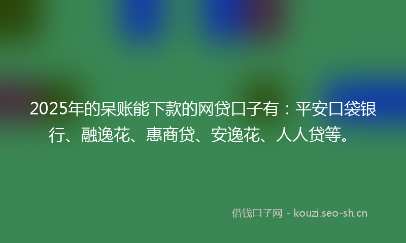 2025年的呆账能下款的网贷口子有：平安口袋银行、融逸花、惠商贷、安逸花、人人贷等。