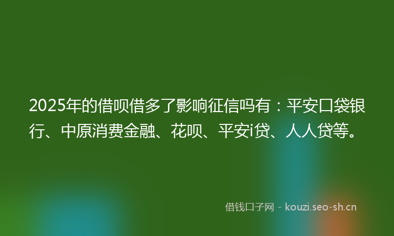 2025年的借呗借多了影响征信吗有：平安口袋银行、中原消费金融、花呗、平安i贷、人人贷等。