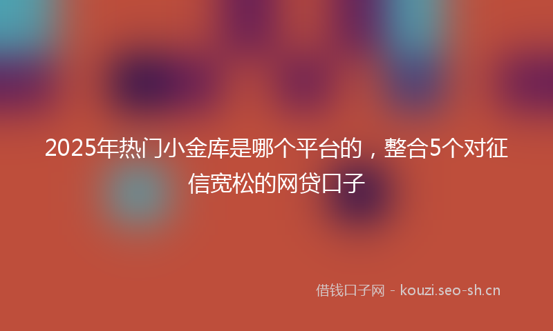 2025年热门小金库是哪个平台的，整合5个对征信宽松的网贷口子