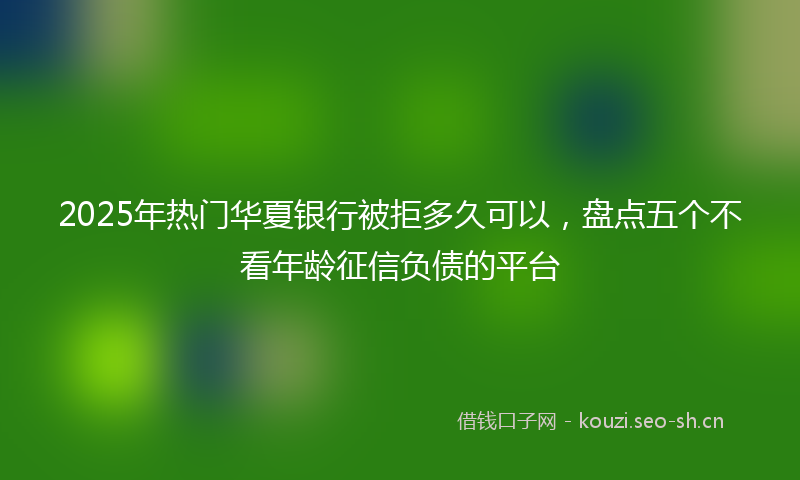 2025年热门华夏银行被拒多久可以，盘点五个不看年龄征信负债的平台