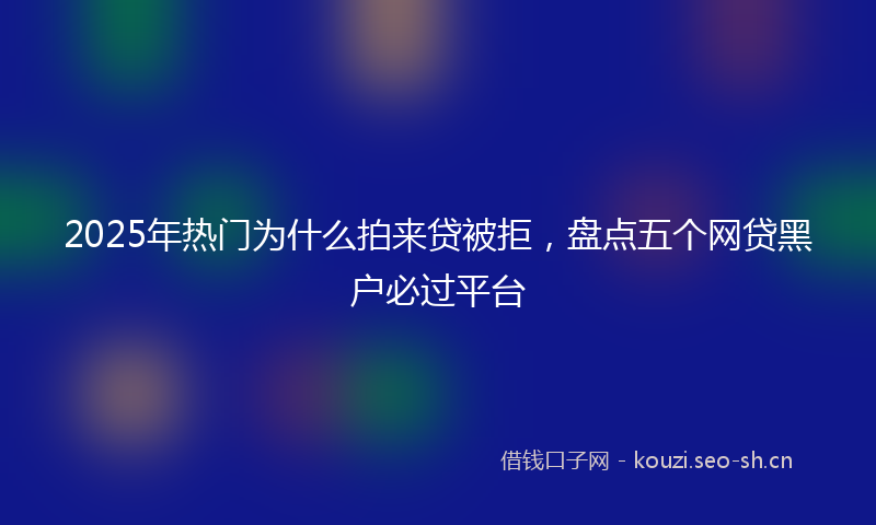 2025年热门为什么拍来贷被拒，盘点五个网贷黑户必过平台