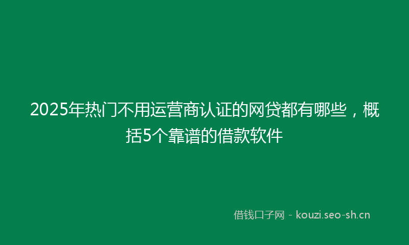 2025年热门不用运营商认证的网贷都有哪些，概括5个靠谱的借款软件