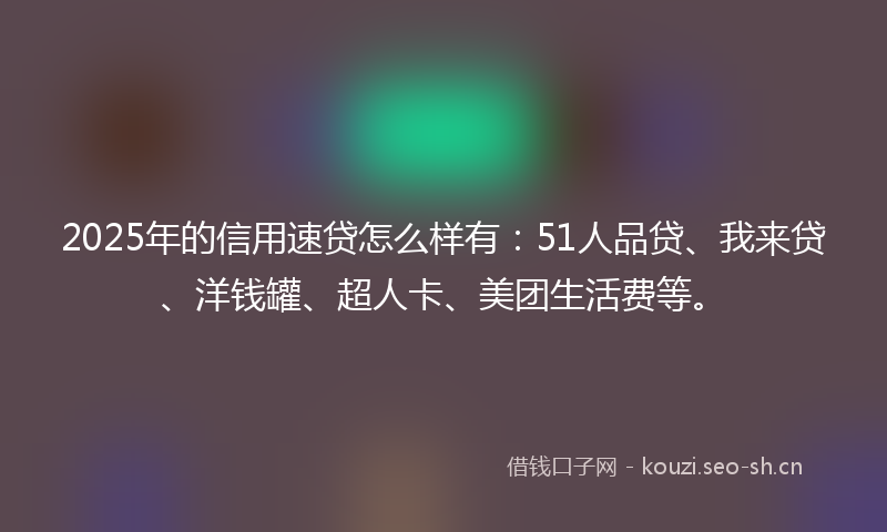 2025年的信用速贷怎么样有：51人品贷、我来贷、洋钱罐、超人卡、美团生活费等。