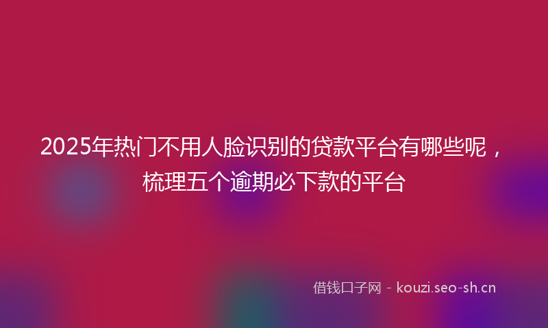 2025年热门不用人脸识别的贷款平台有哪些呢，梳理五个逾期必下款的平台