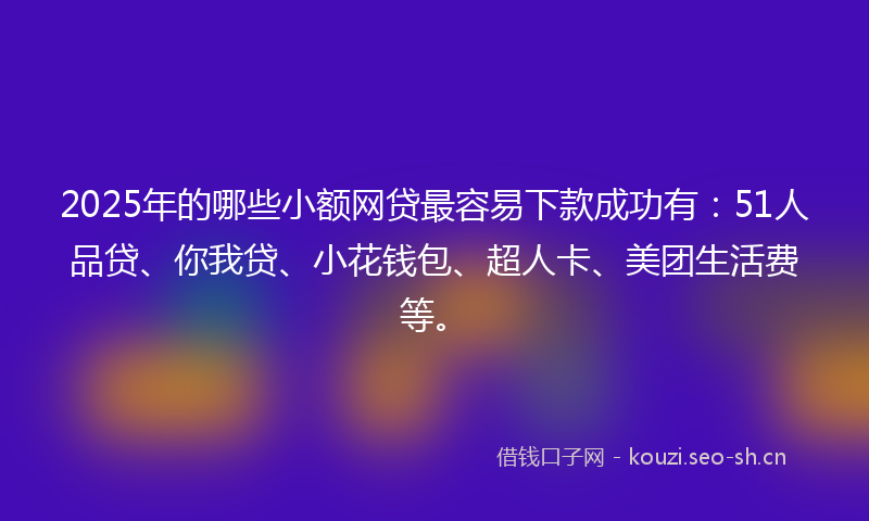2025年的哪些小额网贷最容易下款成功有：51人品贷、你我贷、小花钱包、超人卡、美团生活费等。