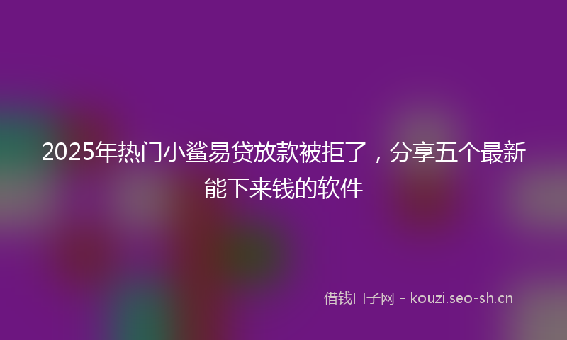 2025年热门小鲨易贷放款被拒了，分享五个最新能下来钱的软件