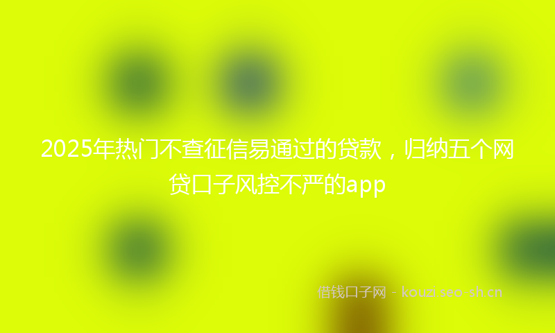 2025年热门不查征信易通过的贷款，归纳五个网贷口子风控不严的app