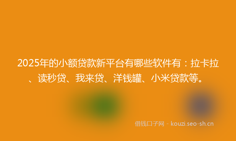 2025年的小额贷款新平台有哪些软件有：拉卡拉、读秒贷、我来贷、洋钱罐、小米贷款等。