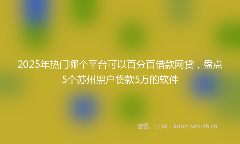 2025年热门哪个平台可以百分百借款网贷，盘点5个苏州黑户贷款5万的软件