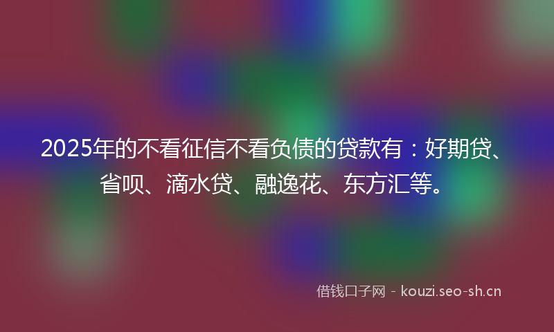 2025年的不看征信不看负债的贷款有：好期贷、省呗、滴水贷、融逸花、东方汇等。