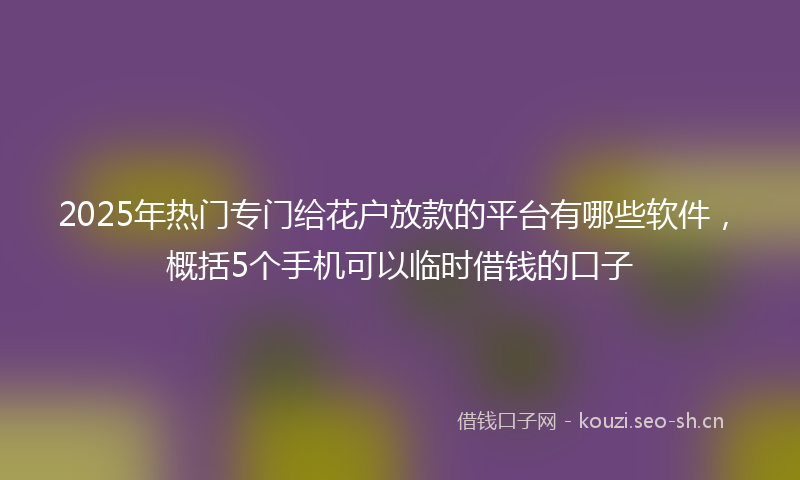 2025年热门专门给花户放款的平台有哪些软件，概括5个手机可以临时借钱的口子