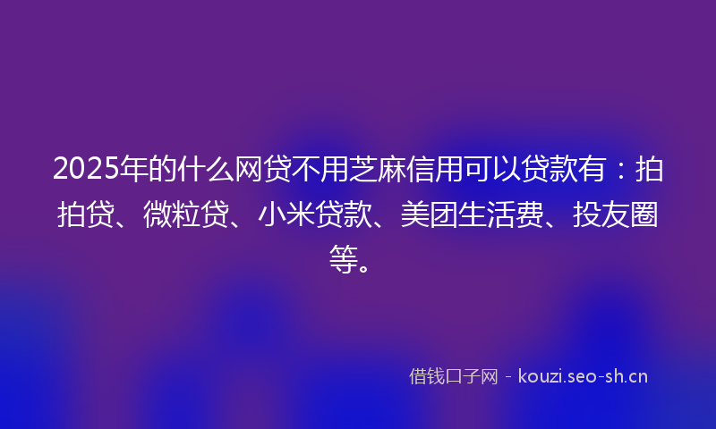 2025年的什么网贷不用芝麻信用可以贷款有：拍拍贷、微粒贷、小米贷款、美团生活费、投友圈等。