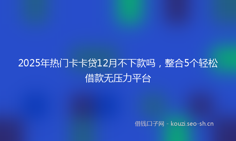 2025年热门卡卡贷12月不下款吗，整合5个轻松借款无压力平台