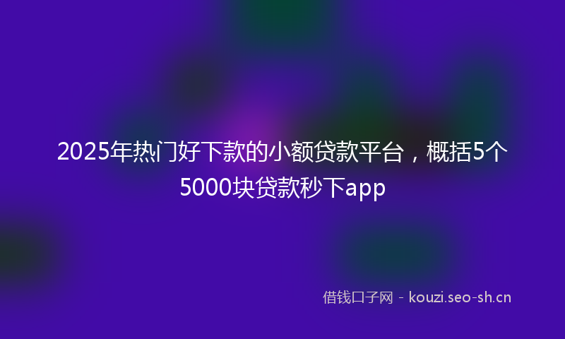 2025年热门好下款的小额贷款平台，概括5个5000块贷款秒下app