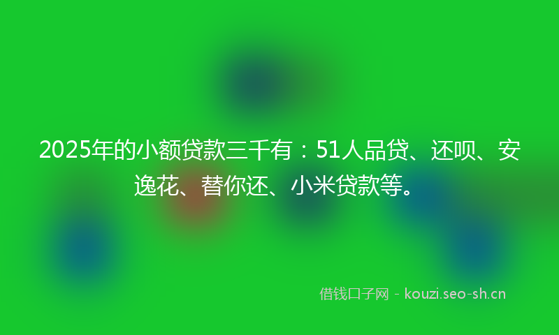 2025年的小额贷款三千有：51人品贷、还呗、安逸花、替你还、小米贷款等。