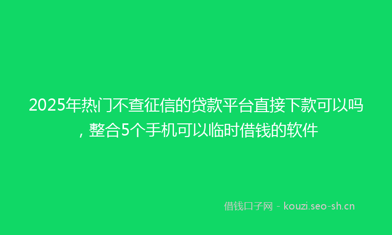 2025年热门不查征信的贷款平台直接下款可以吗，整合5个手机可以临时借钱的软件