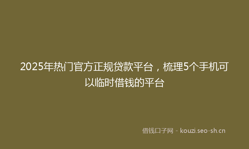 2025年热门官方正规贷款平台，梳理5个手机可以临时借钱的平台